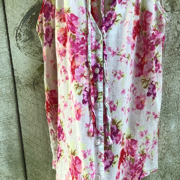 Topshop | floral v-neck button down tank top - Picture 4 of 6